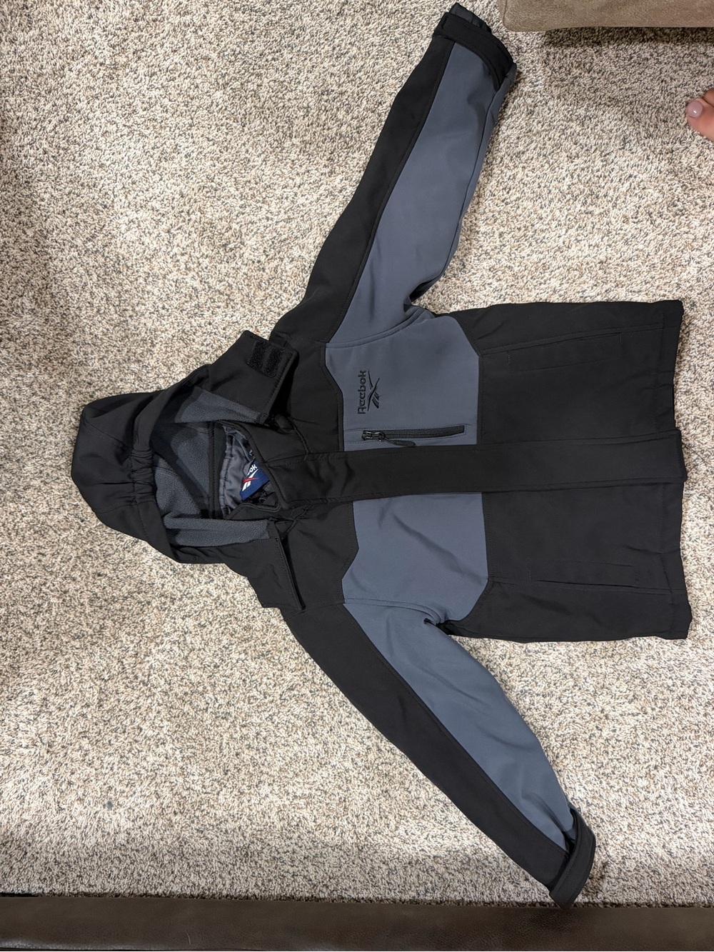 Reebok Kids Black & Gray Hooded Softshell Puffer Jacket